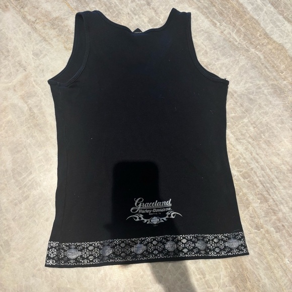 Vintage Harley-Davidson Graceland Tank Top – Y2K Ribbed Knit Black Biker Shirt - Picture 2 of 2